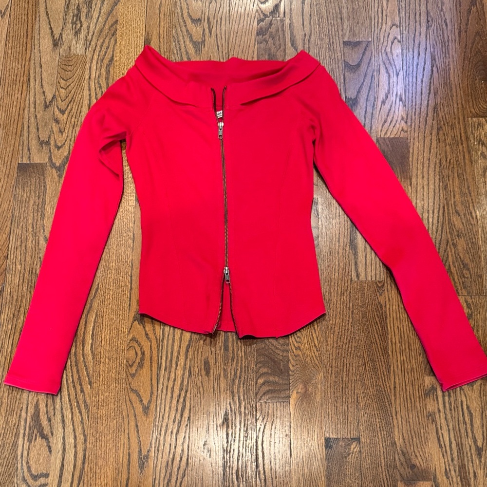 We The Free Vibrant Red Zip-Up Top